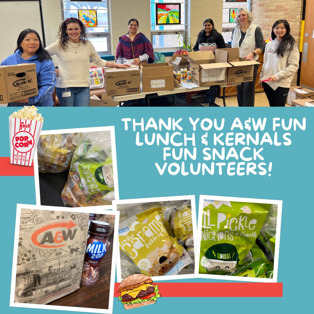 CJPParents's tweet image. A big thank you to our amazing A&amp;amp;W Fun Lunch and Kernels Fun Snack volunteers for sorting and delivering an impressive 352 lunches and 261 snacks this week! Your hard work and dedication make these programs a success, and we truly appreciate all that you do. #funlunch #funsnack