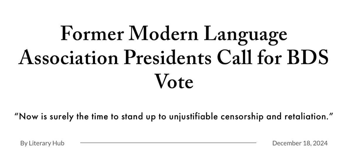 This October, <a href="/MLAnews/">MLA News</a> leadership blocked a BDS vote, which, they argued, “would potentially lead to a drop-off in revenue in states with anti-BDS laws.” In response, seven MLA members have issued a statement  demanding a BDS vote.