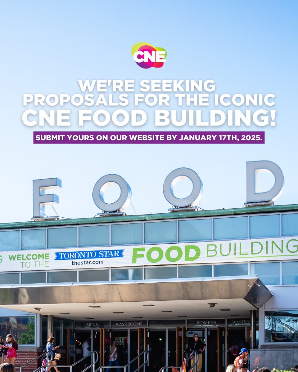 CALL FOR PROPOSALS: FOOD BUILDING 🍕🌮🍦

#DidYouKnow nearly 80% of all CNE visitors eat at the Food Building? It’s one of the most iconic parts of the Fair each year. We’re looking for new vendors to join us in 2025!

Apply before January 17. 👇
theex.com/food-building-…