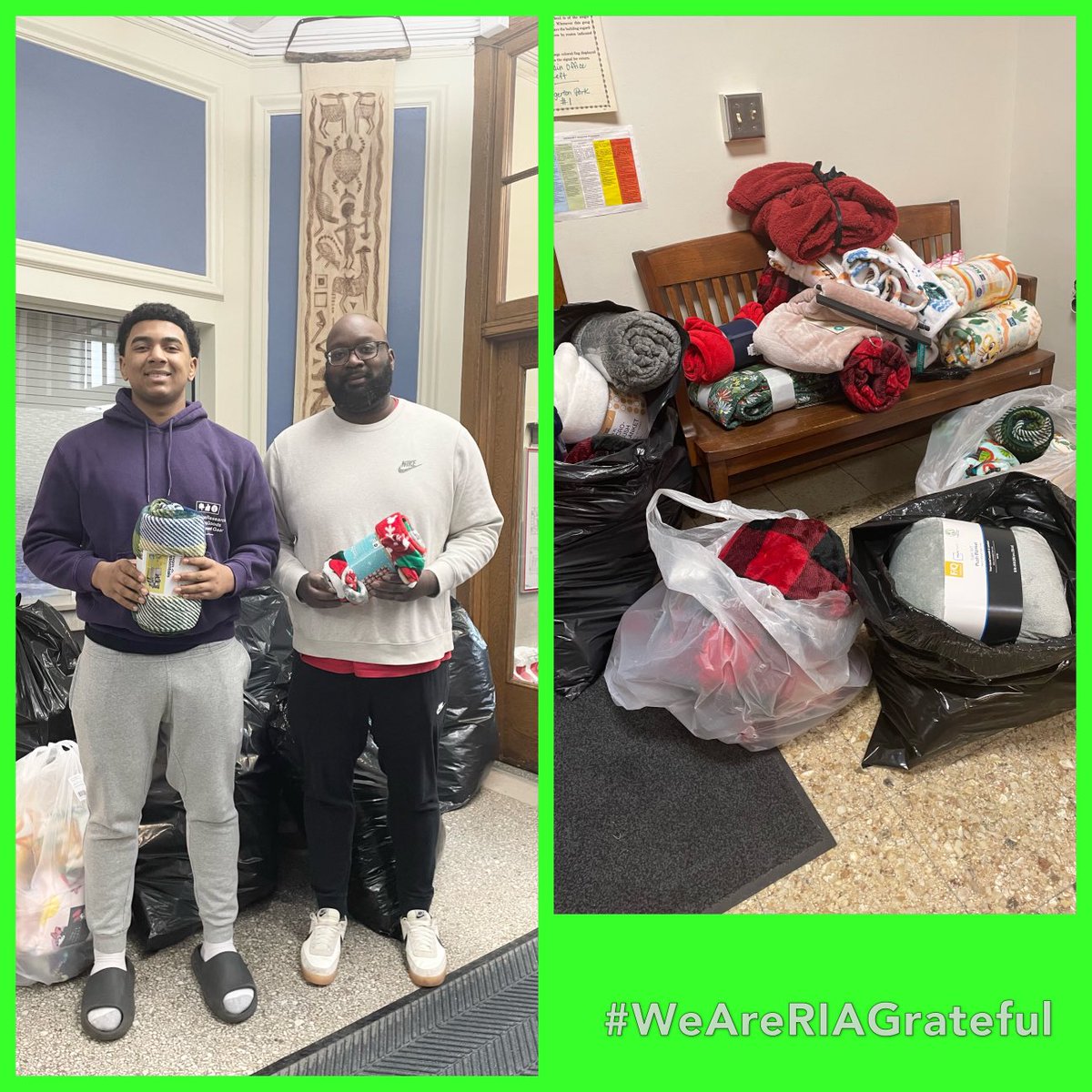 WeAreRIA Thanks Aquinas Varsity 🏈Team for 50 brand new blankets for our blanket holiday extravaganza! Thanks ⁦<a href="/FrankBurgess08/">Frankie Burgess</a>⁩ &amp; his father for the delivery!⁦<a href="/MaryAndrecolich/">Mary Andrecolich Montesano Diaz</a>⁩ ⁦<a href="/CoachJacksonAQ/">Maurice Jackson</a>⁩ ⁦<a href="/RCSDNYS/">Rochester City School District</a>⁩ ⁦<a href="/RCSDRIA/">RIA</a>⁩ ⁦<a href="/AQInstitute/">The Aquinas Institute of Rochester</a>⁩ RIAGrateful