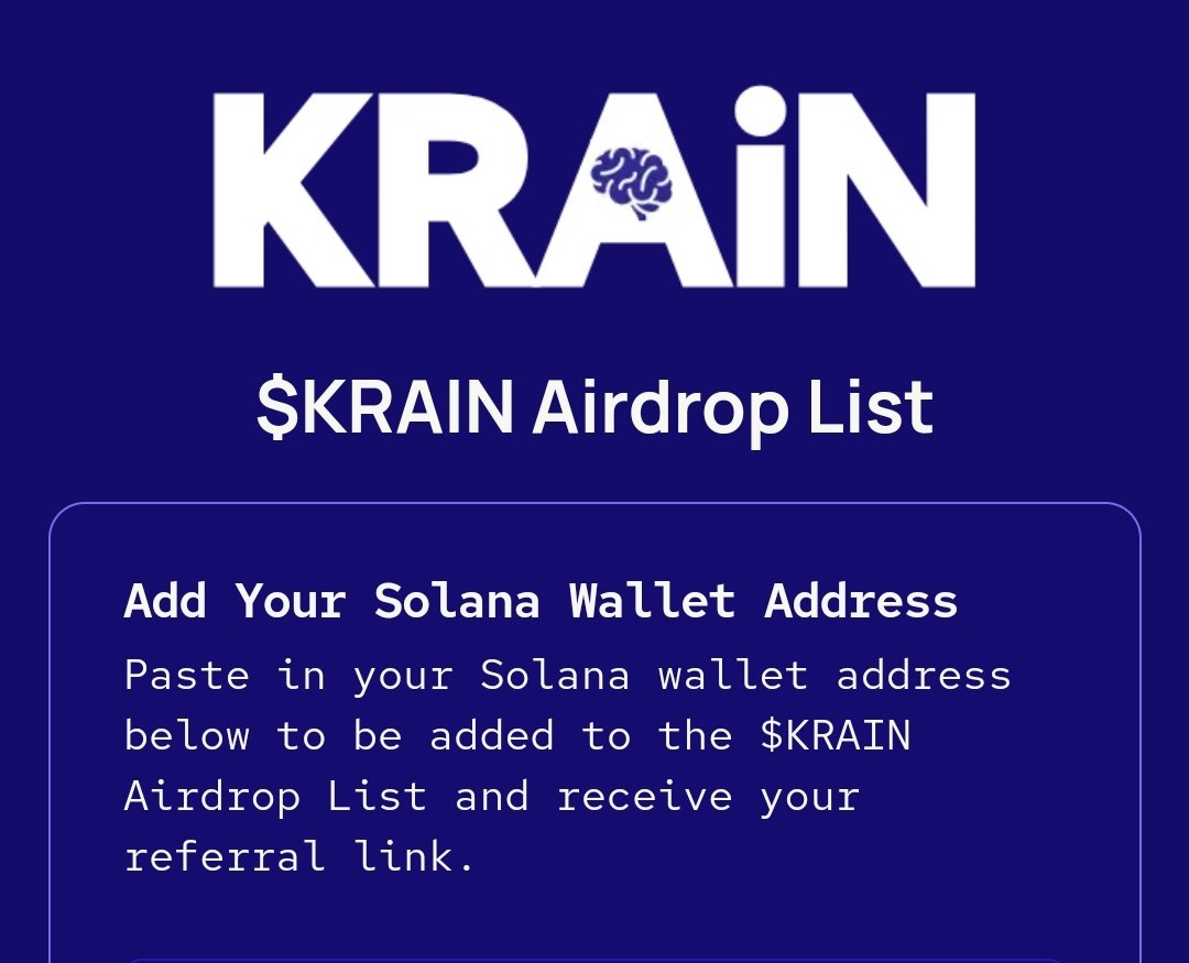 Airdrop that rewards you without the hassle!

JOIN $KRAIN 🪂🪂

airdrop.krain.ai/M2EFE9
Just paste your Solana wallet address, and you're done!

That's it... Could be something big. 🔥🔥🔥

<a href="/krain_ai/">KRAIN AI</a>