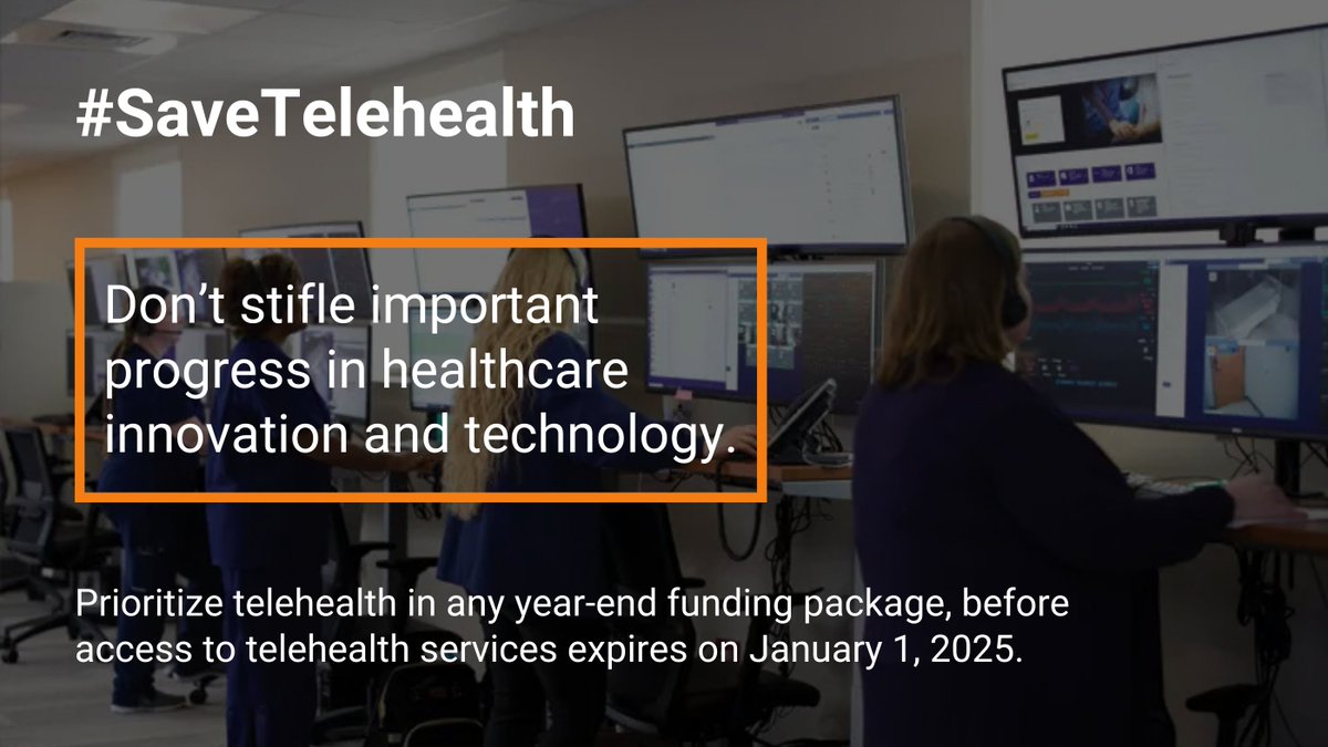 Congress, don’t allow telehealth services to be cut off abruptly on Jan 1, 2025! We urge you to include telehealth extensions in any year-end funding package. Countless American lives are at stake. #bipartisan #savetelehealth