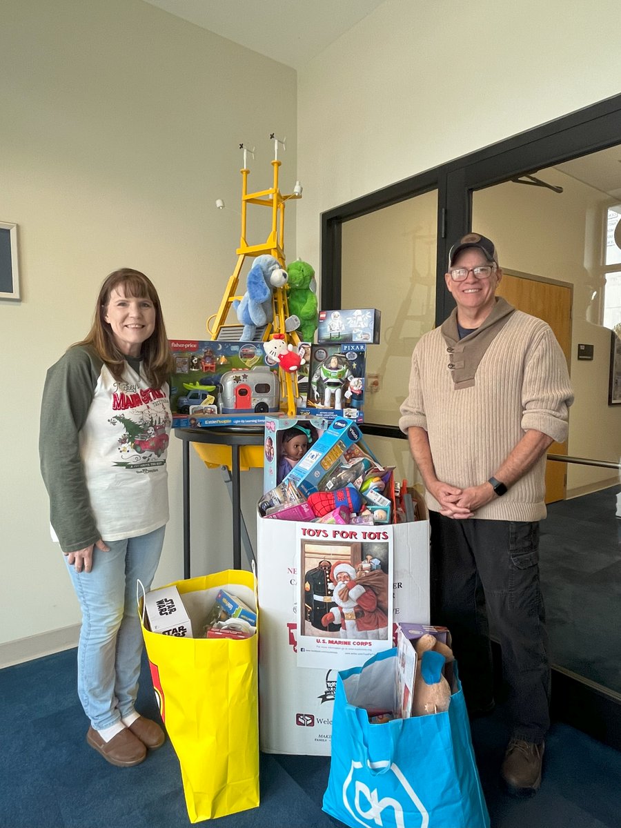 Lisa Klingenberger from <a href="/NAVOCEANO_SSC/">NAVOCEANO</a> dropped by NDBC this week to collect Toys for Tots donations from our team. We're proud to be a part of the thriving community at Stennis that prioritizes #GivingBack, especially during the holiday season. #ToysForTots #HolidaySpirit #NDBC