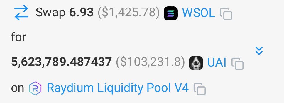 cryptcoBTC's tweet image. شخص اشتري بقيمة 1425$ في عملة $UAI 

حقق ربح 103k دولار