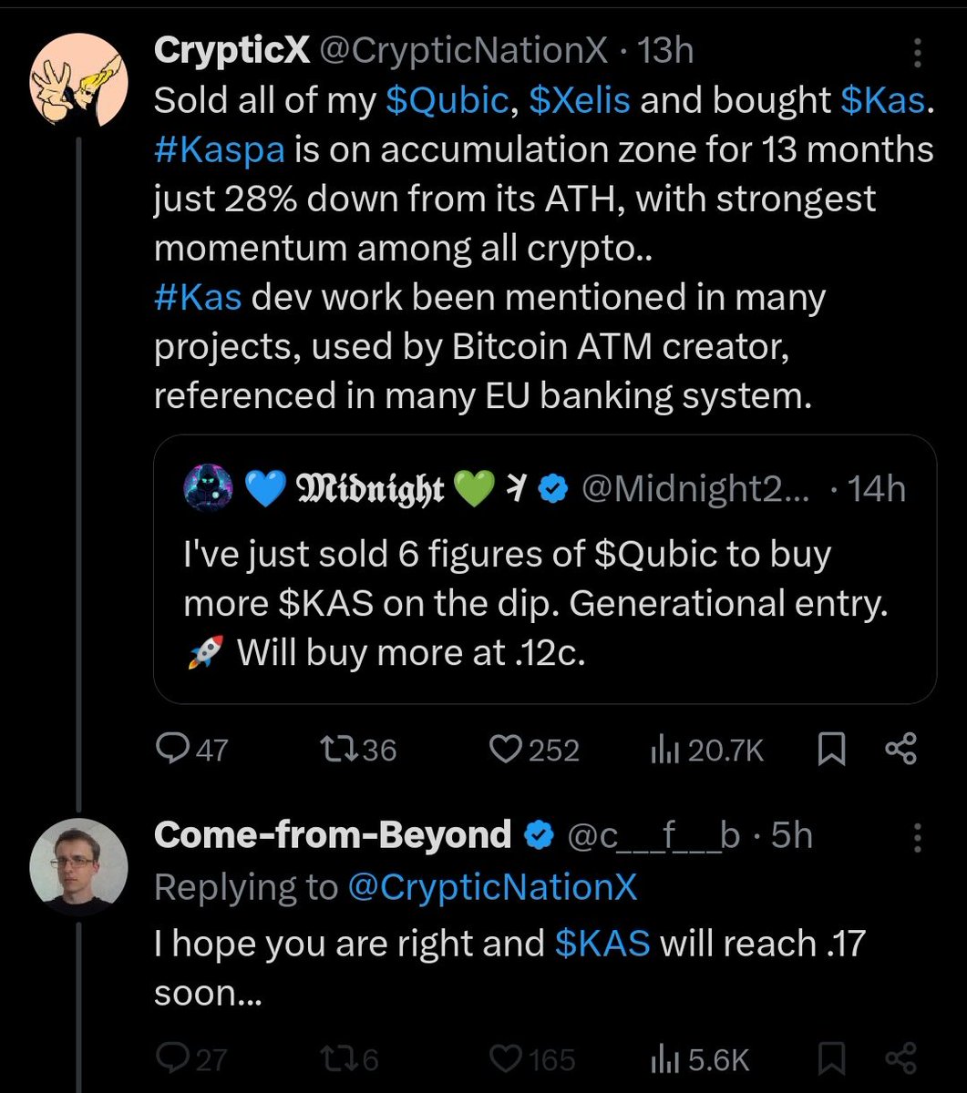 Wait! Did $Qubic founder CFB unblocked me, wrote a comment and blocked me again for buying more $Kas?!?!

What a "badass" guy he is!

Guess what i bought more #Kas

#Kaspa