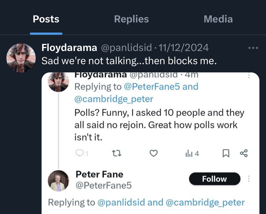 SeagullRichard's tweet image. You have to laugh.
On his timeline, @panlidsid has a dig at someone for blocking him.
Then he posts me a message on my timeline, but blocks me so that I can’t reply.
#honestly