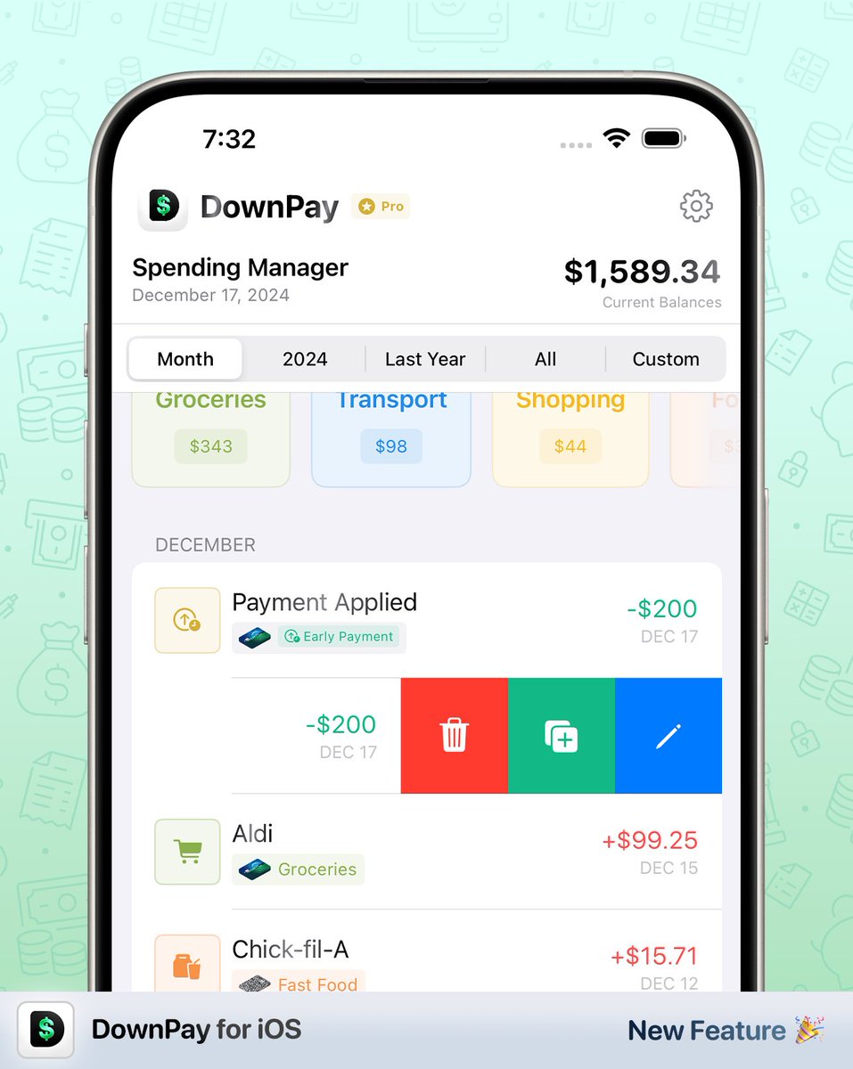 almostzeroapp's tweet photo. 🚀 DownPay 1.7.6 is here! 🎉

📂 Export Your Data: Save your data as CSV or backup files!

🔄 Duplicate Transactions: Log recurring expenses in seconds.

✂️ Copy Menu: Long press to copy values with ease.

🌍 More Currencies Added!

🎨 Smoother UI &amp; Bug Fixes https://t.co/6hExGpfVWd