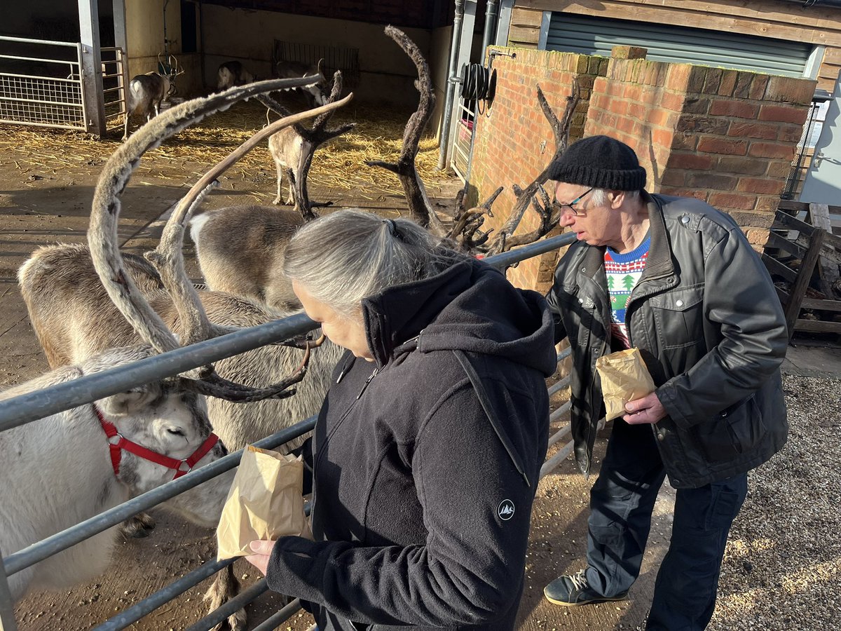 NatCBrooks's tweet photo. Our lovely annual trip over to see our fav reindeers 🥰🦌🎄🧣✨
#caribouuk #caribou #reindeer #familytime❤️ #lovelyfestiveday🎄 #feelingcontent❤️ #merrychristmas🎄 https://t.co/nvn4PgWLVh