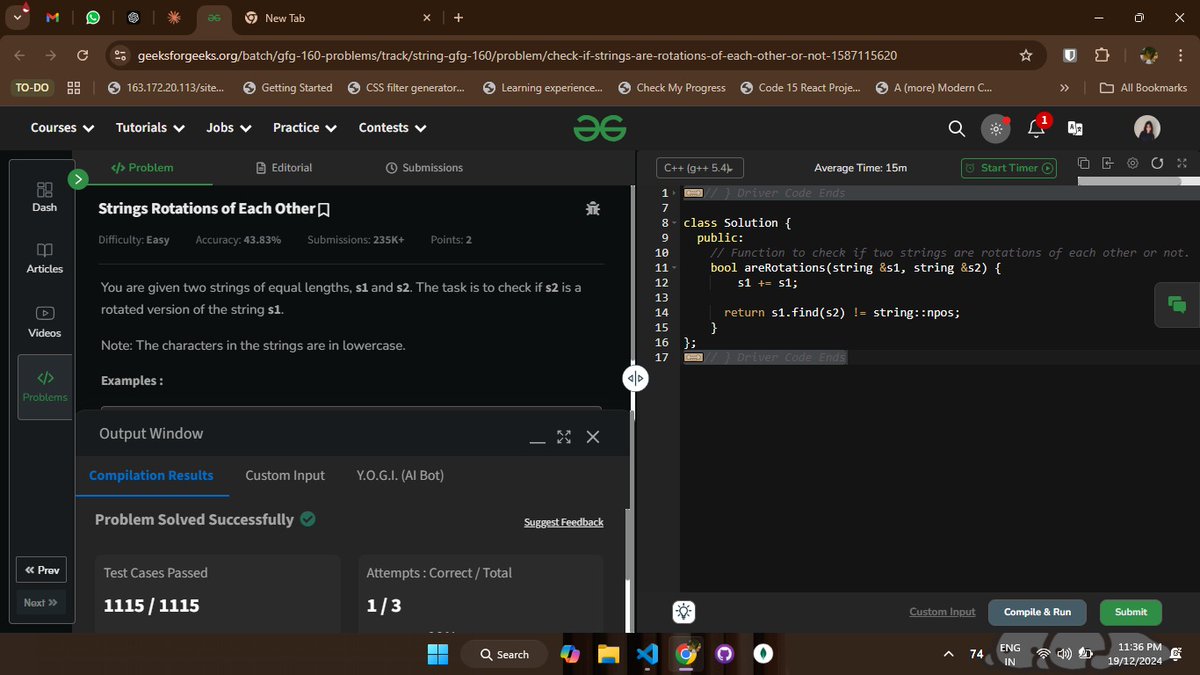 SrustikaM's tweet photo. 🌟 Day 20 of #geekstreak2024 🚀
 Challenge: Strings Rotations of Each Other 🔄
🔍 Task: Verify if one string is a rotated version of another. By exploring rotations, uncover the connection between these string twins! 🌀

#gfg160
@geeksforgeeks https://t.co/RVOtARtVA4