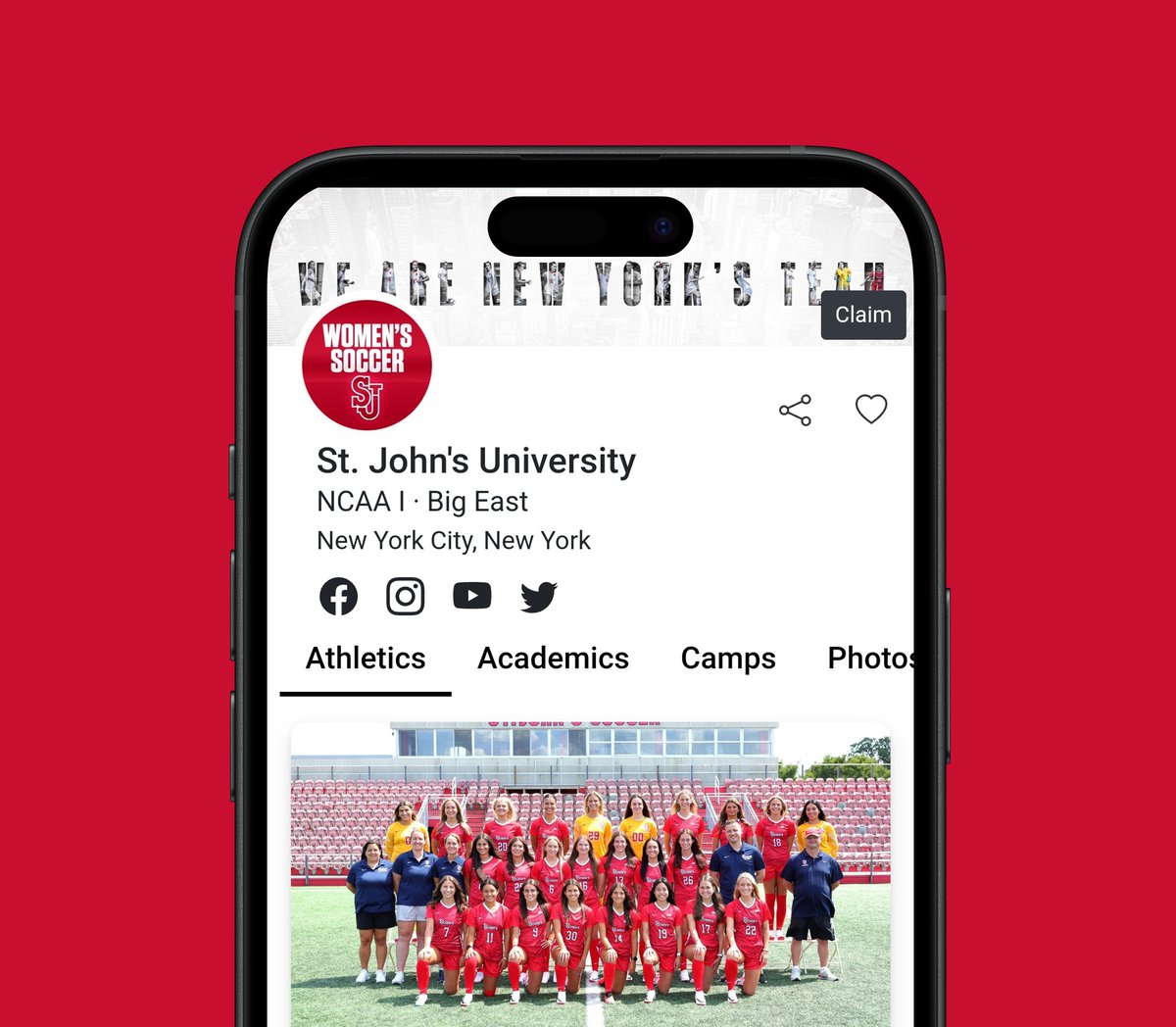 Internespo's tweet photo. ⭐️ St. John’s Women’s Soccer
St. John's University 🎓
📍 New York City, NY
⚽️ @StJohnsWSoccer
👤 @IanStoneSJU
🏟️ Belson Stadium (2,168)
🏆 2x BIG EAST Champions
⚡️ NCAA Division I · Big East
Team info: https://t.co/fXS4qOTOMg
#YouthSoccer #CollegeSoccer #GoSJU #GoRedStorm