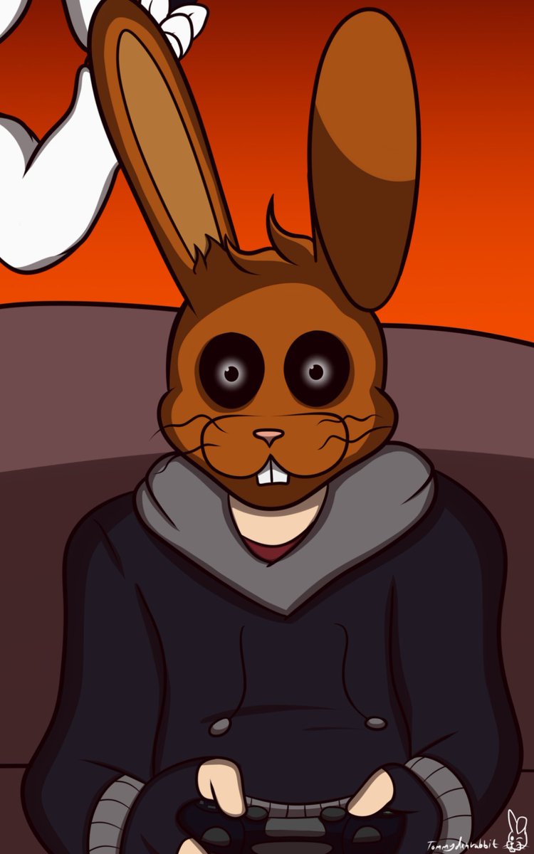 RabbitTommy's tweet photo. @Lolmixerlolmix Heck, why not - lemme show ya Tommy! My self-aware OC! 

(His mask is his face so it can blink, talk etc) https://t.co/xKNvuFSST8