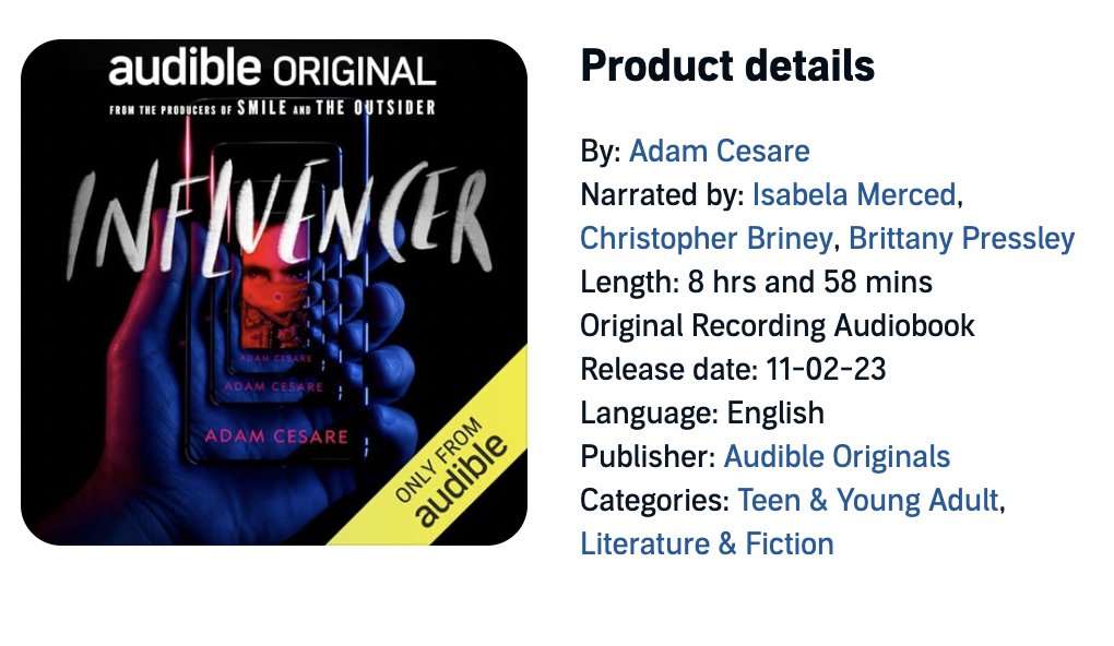 Adam_Cesare's tweet photo. SUPERMAN looks great. 

Reminder that you can listen to Hawkgirl herself, Isabela Merced, perform my book INFLUENCER. Which is about as far from SUPERMAN as fiction can get. That's true range! https://t.co/9MEVf1fvHu