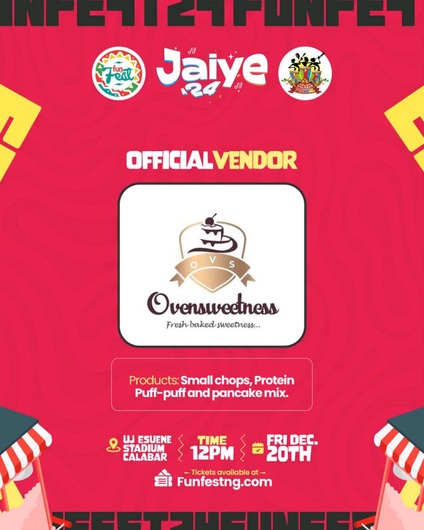 OvenSweetness's tweet photo. Funfest is tomorrow and Ovensweetness is here again for you with yummy smallchops, juicy chicken and hot puff-puff.  
If you were at stunner rave you would remember that banging puff puff.  It’s coming again on Friday.  

Come and support me please 🙏 https://t.co/kWh7SjchL9