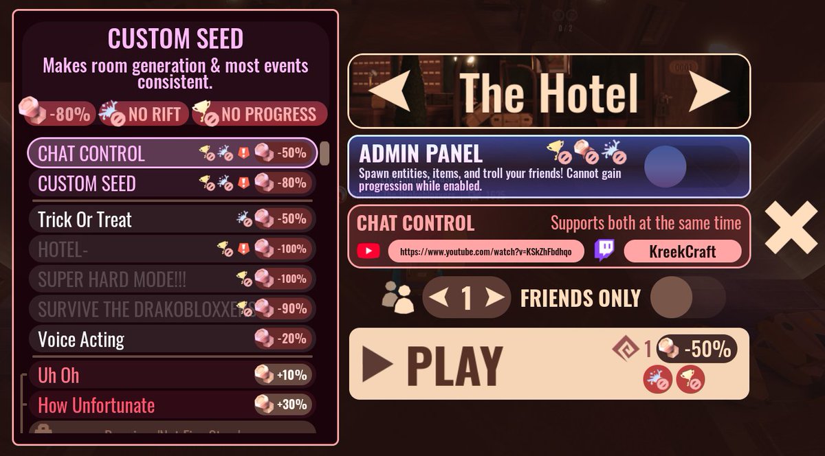 In the upcoming #RobloxDoors CONTENT UPDATE, here's how you'd use STREAM INTEGRATION:

- Use the CHAT CONTROL Modifier
- Enter your YouTube stream link and/or Twitch username

... And that's it! No extra setup required. Everything else is handled in game! Just stream &amp; play!