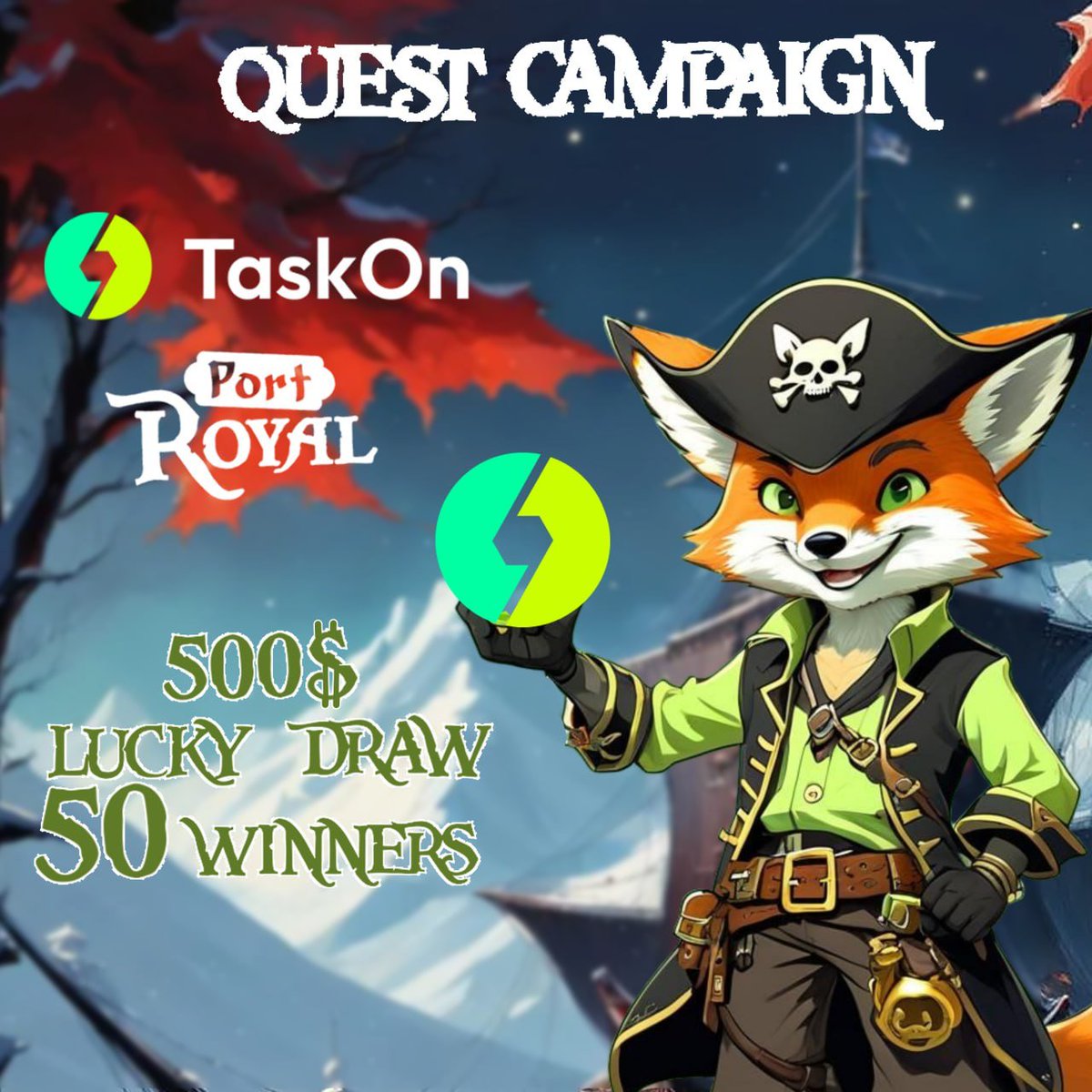 Port Royal Crew just partnered with <a href="/taskonxyz/">TaskOn | Ultimate Web3 Community Growth Platform</a> to create a true pirate army! 🏴‍☠️

🏴‍☠️The Golden Age Of Piracy Has Begun! 🏴‍☠️ #portroyalgame

taskon.xyz/quest/77094987