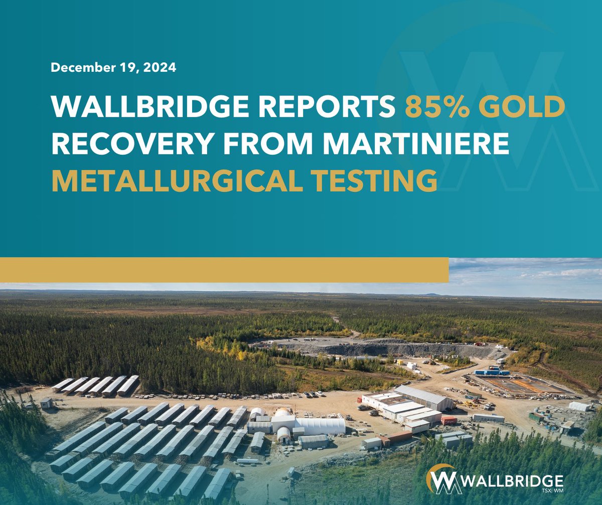 Wallbridge Reports 85% Gold Recovery from Martiniere Metallurgical Testing

Read the full press release here: wallbridgemining.com/news/wallbridg…