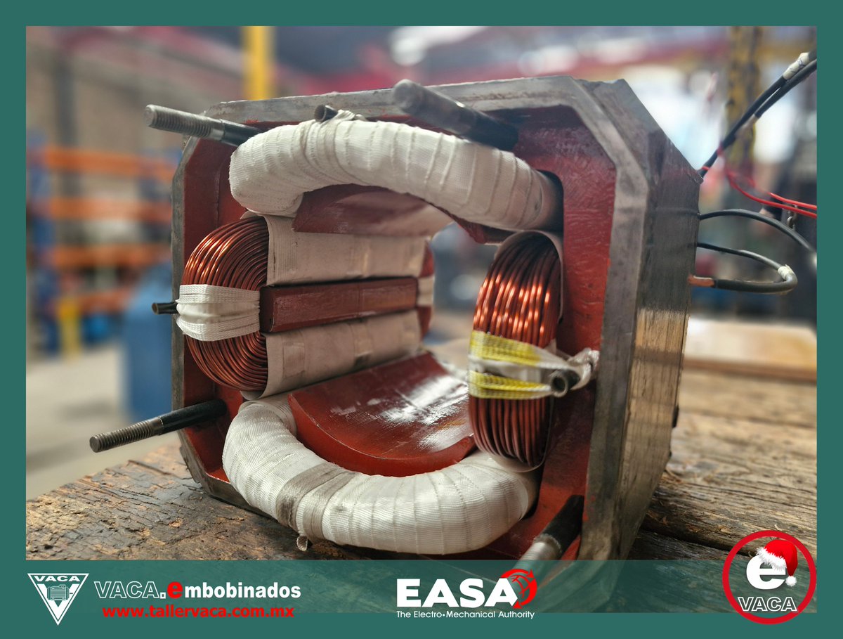 EmbobinadosVaca's tweet photo. bobinado de estator de motor de CD. Campos &amp; Interpolos de 12.6 kw. 2000 RPM. #embobinadosvaca Reparacion, Mantenimiento &amp; Bobinado #motoreselectricos #manufactura #industriamexicana #vacaembobinados #procesosindustriales https://t.co/xfABWU7mC5