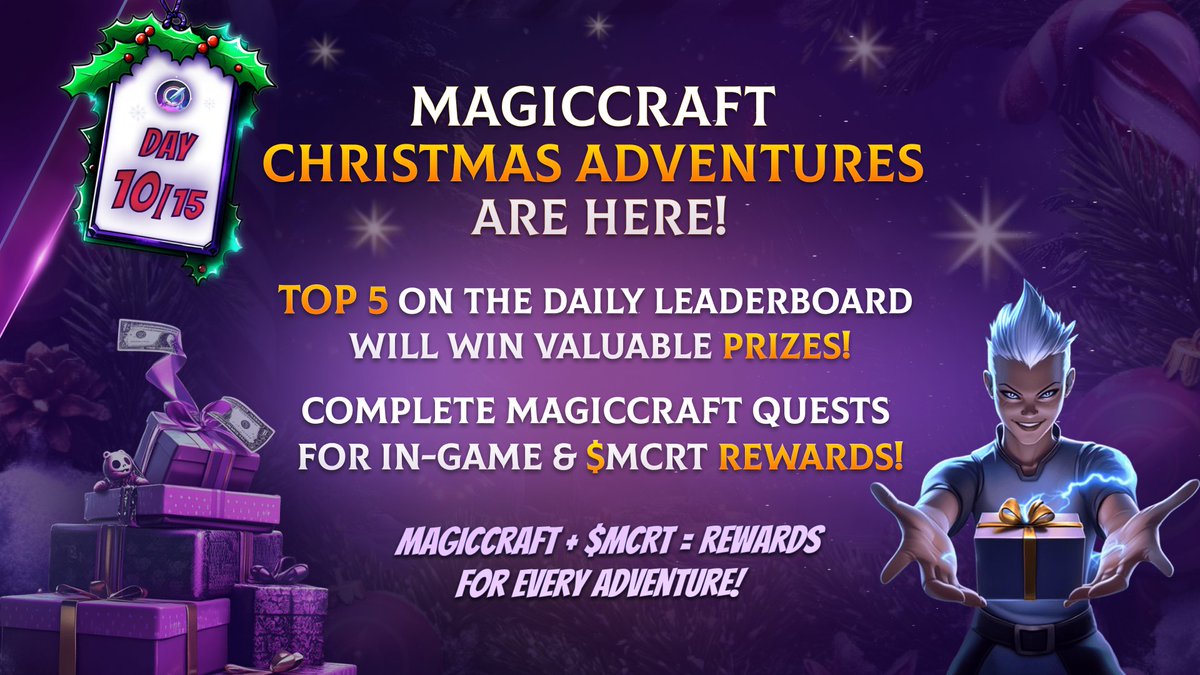 MagicCraftGame's tweet photo. New Day - New Gifts in MagicCraft Christmas Adventures! 🎅

Win new exclusive prizes EVERYDAY by participating in our fun, simple and rewarding quests! 🏆

Top 5 on the leaderboard win prizes daily! 🎁
Participate now to win:
https://t.co/wjWss0eK7W https://t.co/XXMA3QV6jN
