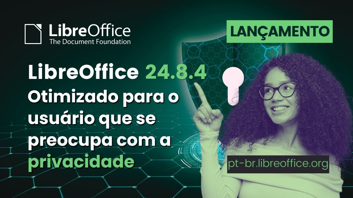 Lançamento do LibreOffice 24.8.4  Otimizado para o usuário que se preocupa com a PRIVACIDADE.  Saiba mais em:  pt-br.blog.documentfoundation.org/2024/12/19/lib…