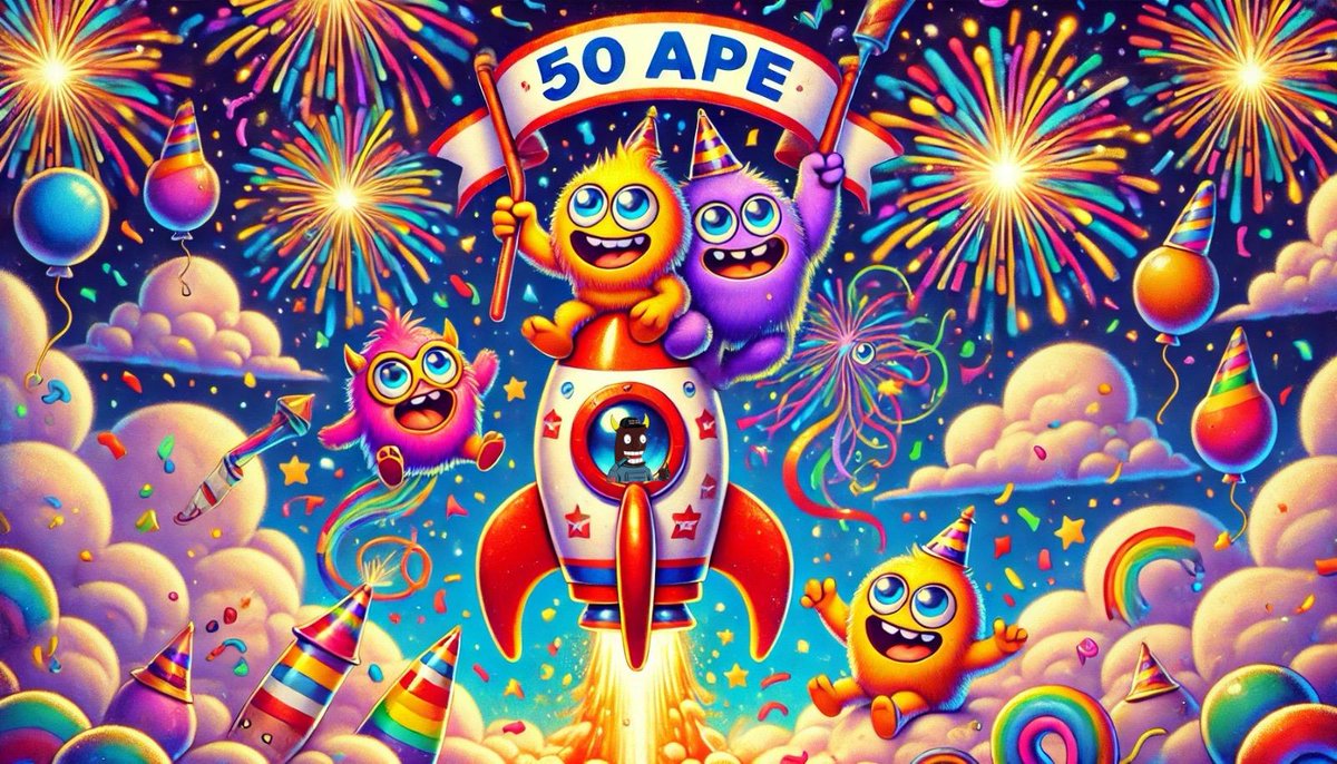 DarrenTeyGT's tweet image. Celebration time! 🎊 Oogies soar to new heights as we hit 50 APE! 🌟 Look closely—can you find me aboard the rocket? 🚀🔥 @OOGIES_  #OogiesFlyHigh #OogiesTime