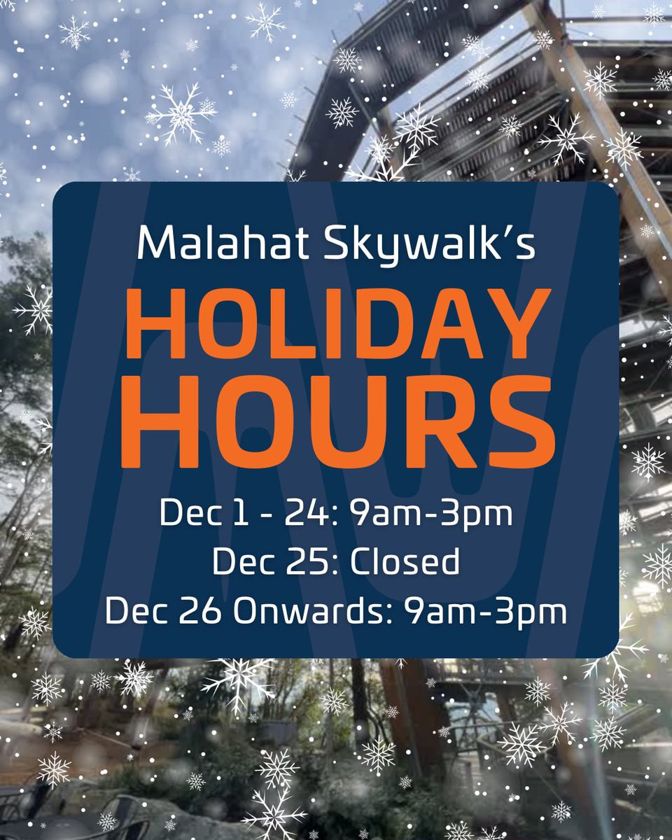 This festive season, we’re here to make your holidays extra special! Whether you’re looking for a peaceful walk among the treetops or a chance to soak in those breathtaking Vancouver Island views, we’ve got you covered:

🕘 Open Daily: 9:00 AM - 3:00 PM
❌ Closed: December 25th