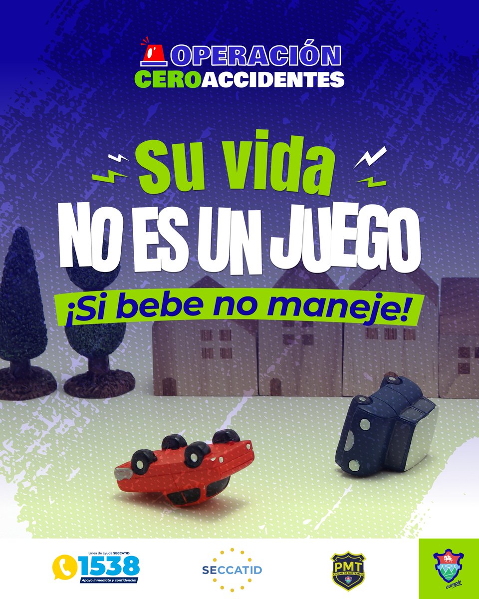 PMTMuniGuate's tweet photo. Nunca subestimes lo que el alcohol puede provocar.
No pongas en juego tu vida, evita conducir bajo efectos de bebidas alcohólicas.
Cuida tu vida y la de los demás.
#ResponsabilidadSocial #Precaución #ConductorResponsable #Vida https://t.co/xDnbEmLxuU