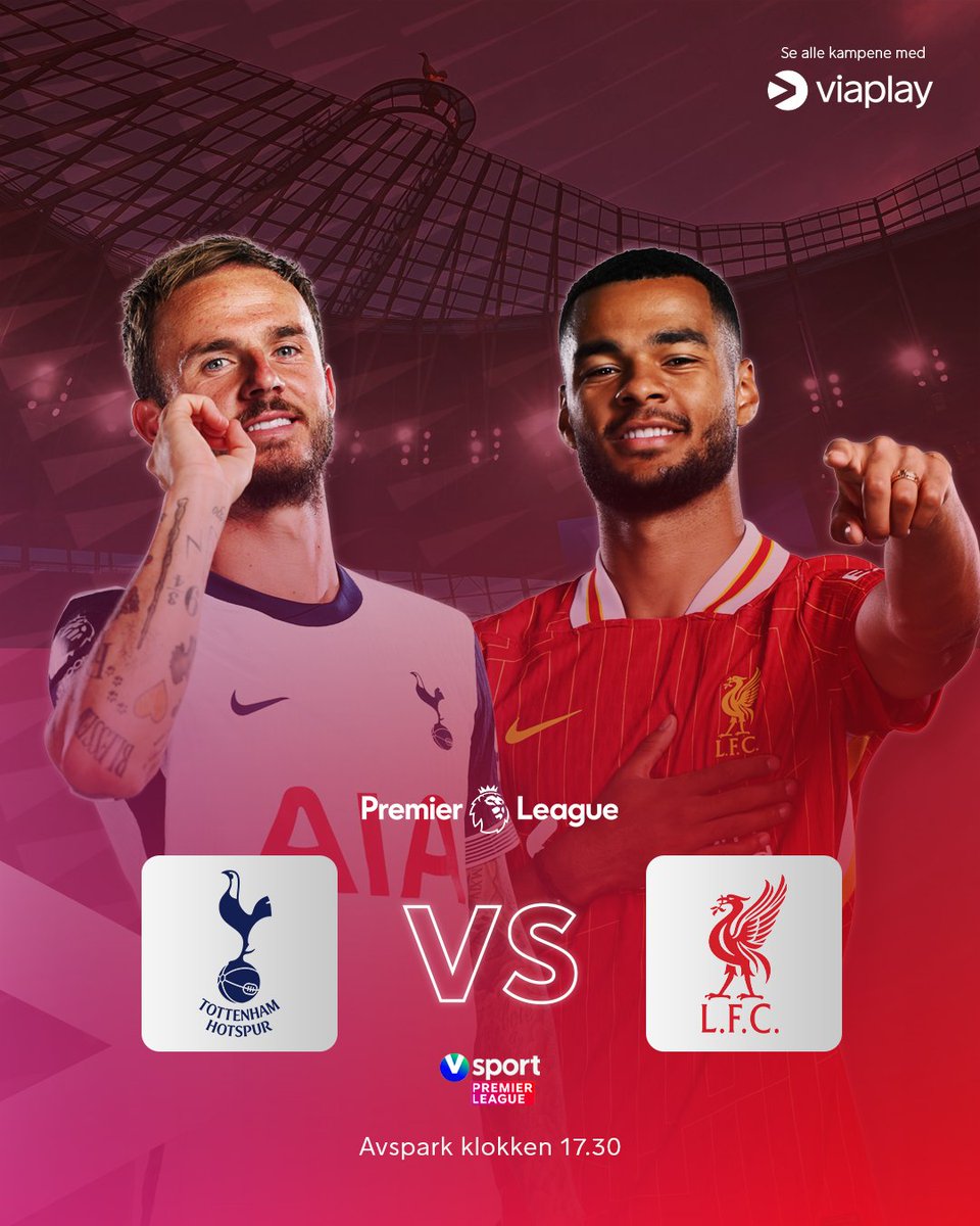 Viaplay Fotball (@viaplayfotball) on Twitter photo 🏆: Premier League
🆚: Tottenham–Liverpool
🗣️: <a href="/ViaplayJonas/">Jonas Bergh-Johnsen</a>, <a href="/phelland8/">Pål-André Helland</a> & Ståle Solbakken
🎙️: <a href="/AndreasToft/">Andreas Toft</a> & Tor Ole Skullerud
🕕: Avspark kl. 17.30
📺: Viaplay & V sport PL 🏆: Premier League
🆚: Tottenham–Liverpool
🗣️: <a href="/ViaplayJonas/">Jonas Bergh-Johnsen</a>, <a href="/phelland8/">Pål-André Helland</a> & Ståle Solbakken
🎙️: <a href="/AndreasToft/">Andreas Toft</a> & Tor Ole Skullerud
🕕: Avspark kl. 17.30
📺: Viaplay & V sport PL