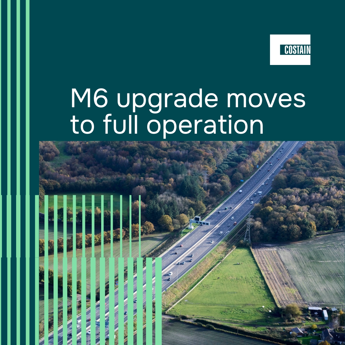 Costain Group (@costaingroup) on Twitter photo 🛣️ We have reached the final milestone on our M6 upgrade. This morning, <a href="/NationalHways/">National Highways</a> fully opened the ten-mile scheme, which has seen an extra lane added in both directions between junctions 21a and 26, at the 70mph national speed limit. Read more bit.ly/4iNdH23 🛣️ We have reached the final milestone on our M6 upgrade. This morning, <a href="/NationalHways/">National Highways</a> fully opened the ten-mile scheme, which has seen an extra lane added in both directions between junctions 21a and 26, at the 70mph national speed limit. Read more bit.ly/4iNdH23