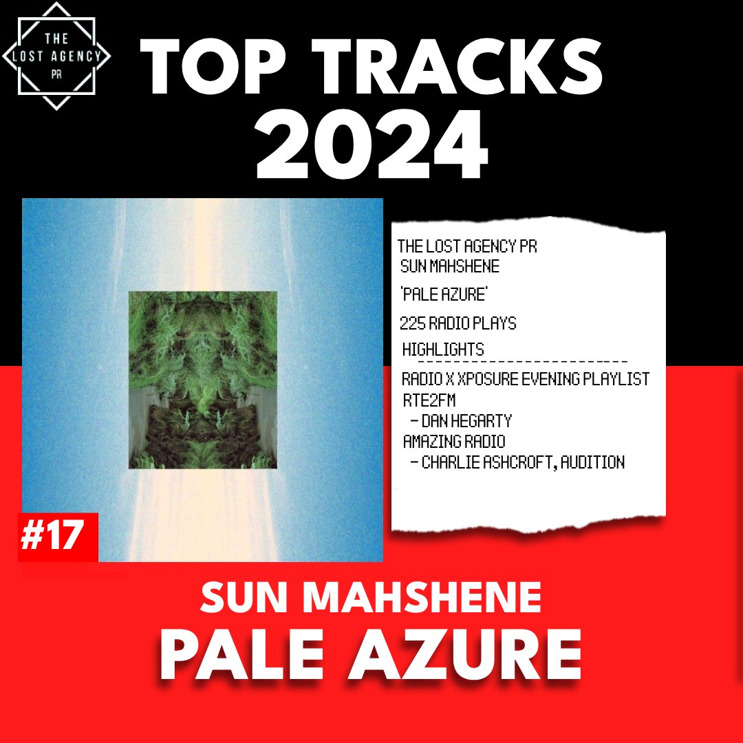 the LOST agency PR (@thelostagencypr) on Twitter photo Wonderful to see Dublin's <a href="/sun_mahshene/">Sun Mahshene</a> at #17 in our Top Tracks of 24 with 'Pale Azure' and fantastic to see/hear the likes of <a href="/rte2fm/">RTÉ 2FM</a> <a href="/radiox/">Radio X</a> <a href="/amazingradio/">Amazing Radio</a> all giving big airtime to this top quality shoe-gaze banger! Wonderful to see Dublin's <a href="/sun_mahshene/">Sun Mahshene</a> at #17 in our Top Tracks of 24 with 'Pale Azure' and fantastic to see/hear the likes of <a href="/rte2fm/">RTÉ 2FM</a> <a href="/radiox/">Radio X</a> <a href="/amazingradio/">Amazing Radio</a> all giving big airtime to this top quality shoe-gaze banger!