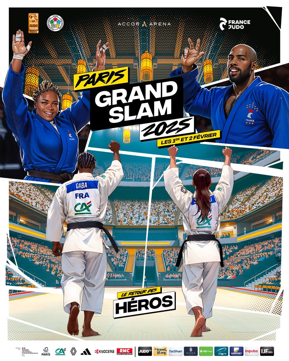 LE RETOUR DES HÉROS 🌟🔙

Découvrez l’affiche officielle du Paris Grand Slam 2025. 🎨

#JudoParis #ParisGrandSlam2025 #FierdEtreJudoka