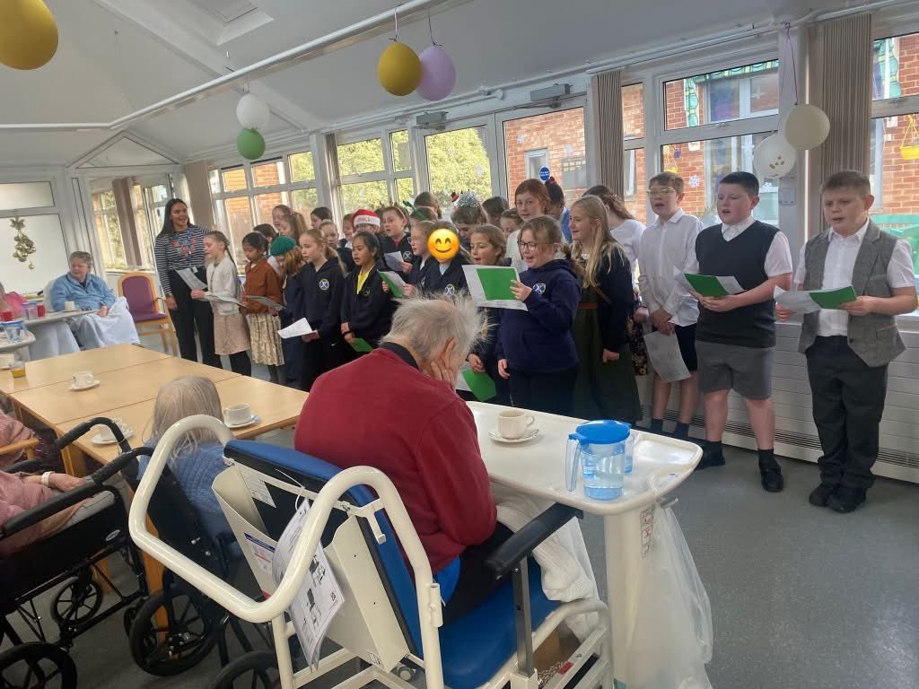 Care home choir visit ✨🤍

A big well done to year 5 and 6 members of the choir who visited residents of three care homes today. Not only is it a lovely opportunity for the children to share their singing but most importantly the joy it brings to the residents!
