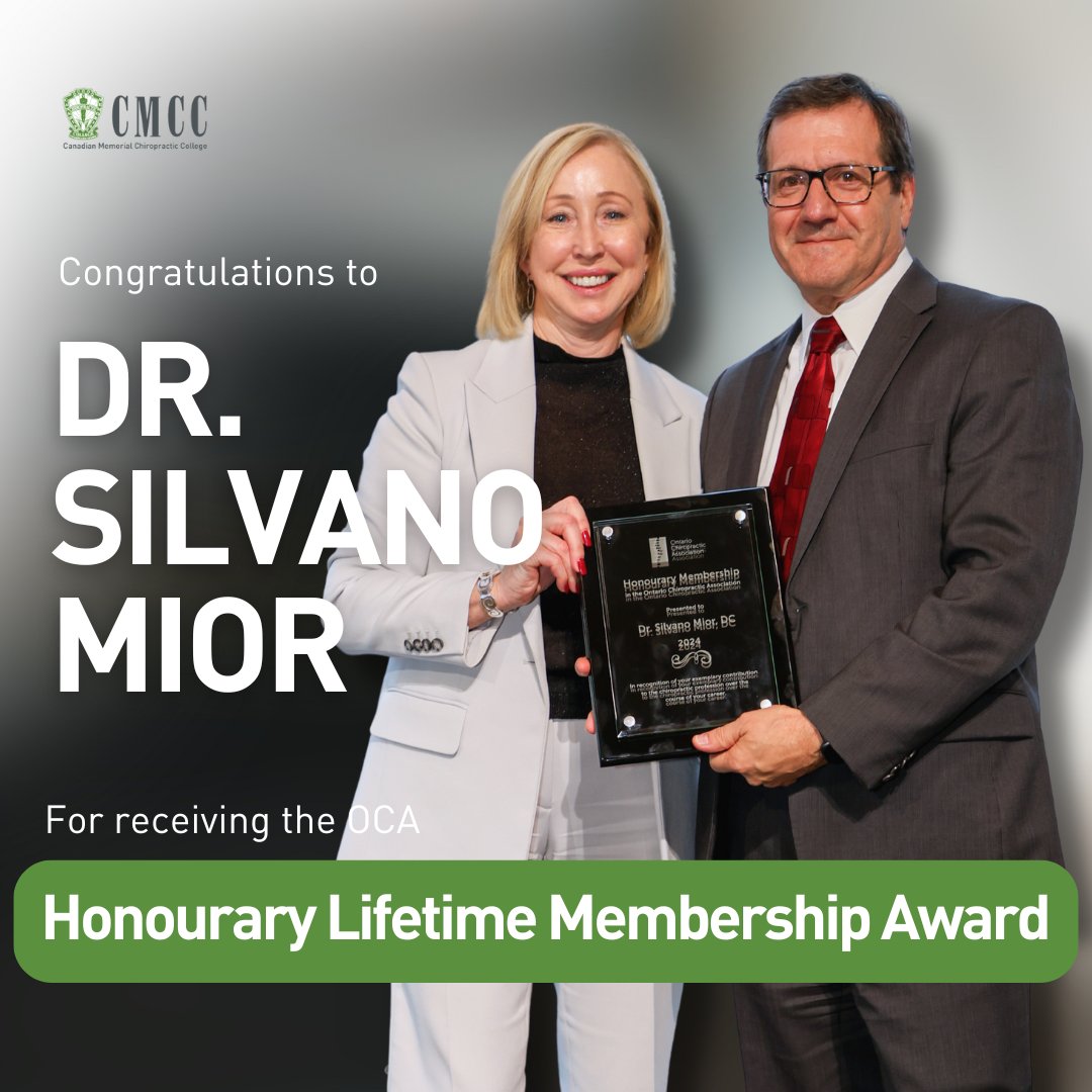 CMCCnews (@cmccnews) on Twitter photo We’re proud to celebrate Dr. Silvano Mior as the recipient of the OCA's Honourary Lifetime Membership Award! This recognition honours Dr. Mior’s remarkable dedication, hard work, and lasting impact on the chiropractic profession. Congratulations, Dr. Mior! We’re proud to celebrate Dr. Silvano Mior as the recipient of the OCA's Honourary Lifetime Membership Award! This recognition honours Dr. Mior’s remarkable dedication, hard work, and lasting impact on the chiropractic profession. Congratulations, Dr. Mior!