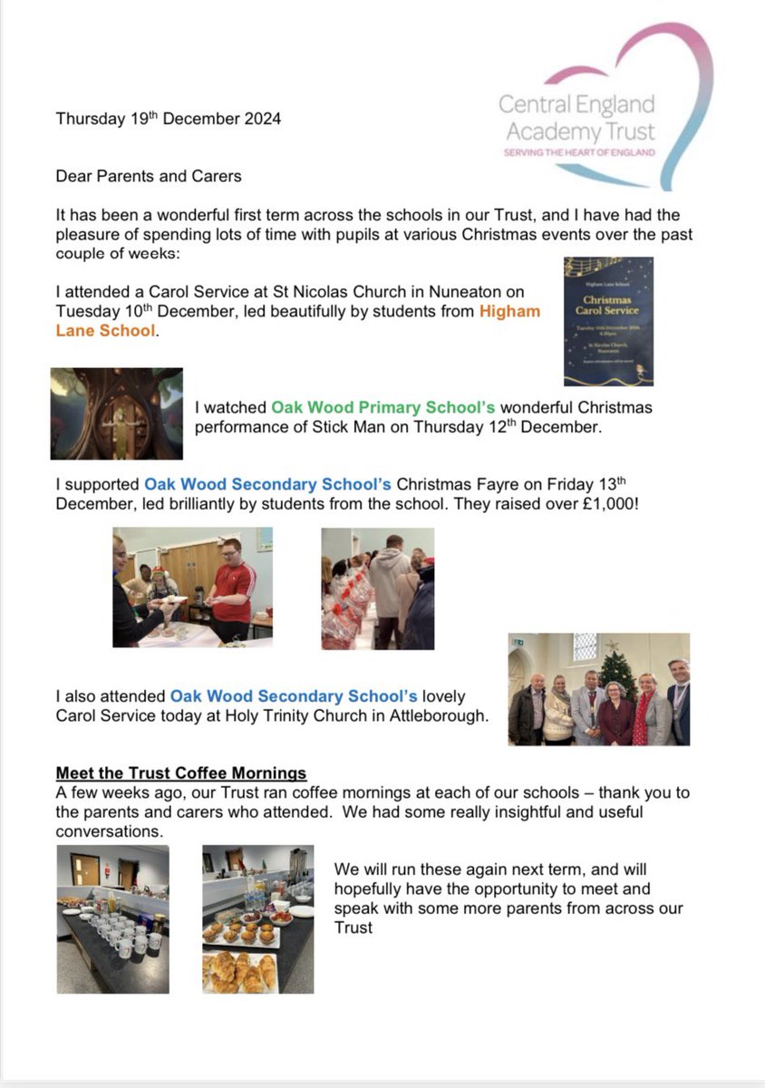 CEAT_CEO's tweet photo. End of autumn term newsletter to parents and carers across our schools at Central England Academy Trust 👇 https://t.co/fXLzgeeCHj