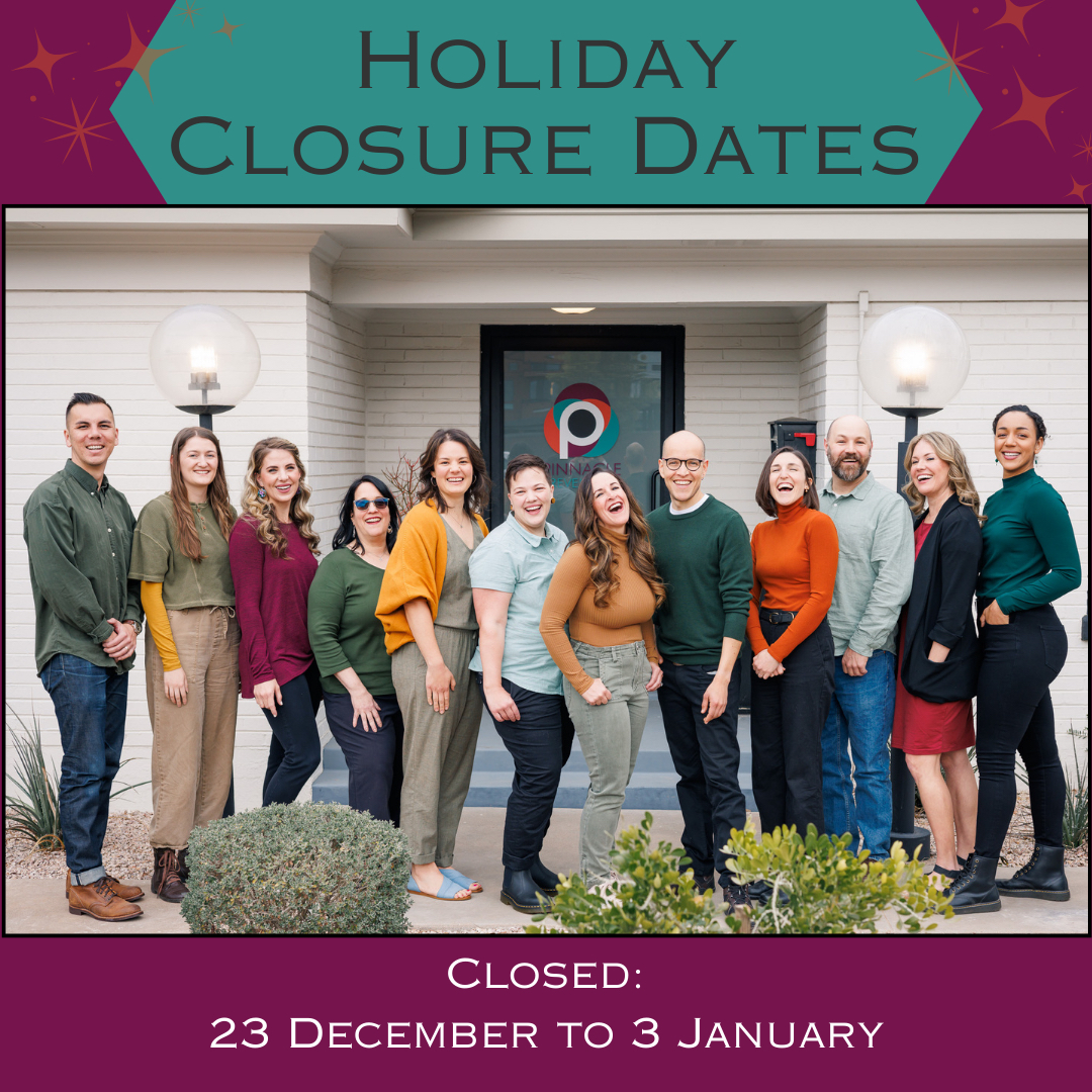 PinnaclePrevent's tweet image. Pinnacle Prevention is taking a winter holiday break starting December 23, and we will reopen on January 6, 2025. During this time, our team will be offline, recharging, and spending time with loved ones. We look forward to reconnecting with you in the new year!