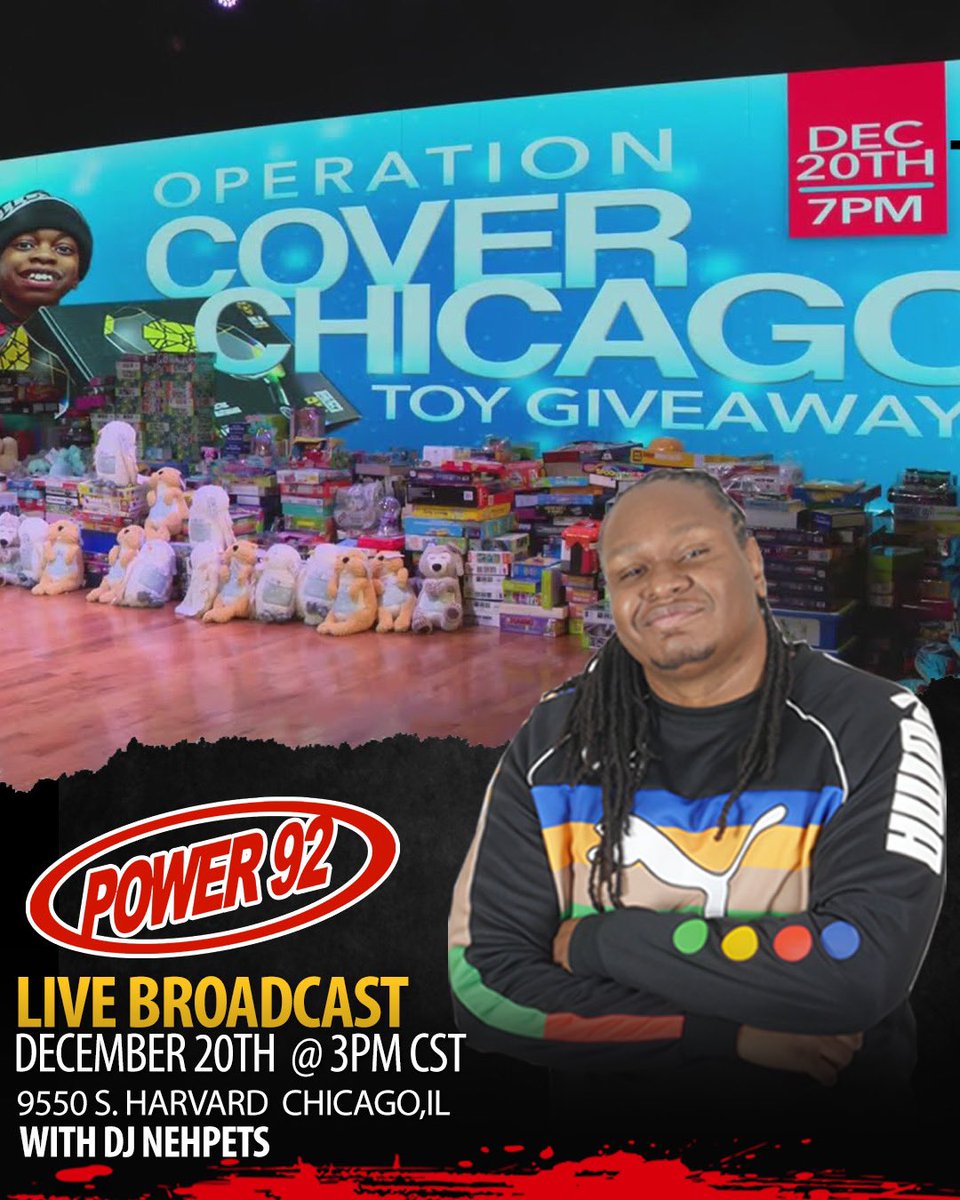 Another Chance Church &amp; Pastor Kenyatta presents Operation Cover Chicago! Join <a href="/DjNehpets/">Dj Nehpets</a> as he broadcasts live Friday starting at 3p located 9550 S. Harvard! 

Button up your coats, strap up your shoes and head over to their annual toy giveaway tomorrow for a jolly good time! 🎄