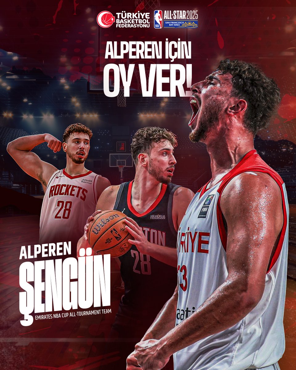 NBA Emirates Cup'ta En iyi 5'e seçilen milli oyuncumuz Alperen Şengün için şimdi #NBAAllStar zamanı! ⭐️

Oy vermek için:

1️⃣ NBA All-Star oylama sayfasına gidin: vote.nba.com/en
2️⃣ Her iki konferans için de All-Star kadrolarınızı kurun.
3️⃣ Alperen’i Batı (West) Konferansı