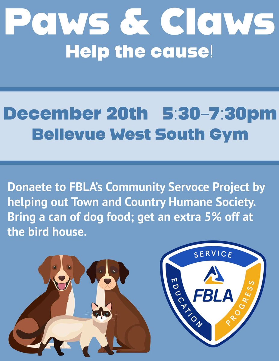 BWFBLA's tweet photo. Join us in helping our community by donating some dog food! https://t.co/6dKeDNIHbV