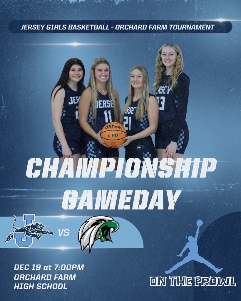 CHAMPIONSHIP GAMEDAY! 🏀
Good luck to the JCHS Girls Basketball team as they face Orchard Farm in the Orchard Farm Tournament Championship! The Panthers secured  wins over St. Pius and Wright City to reach tonight’s game. Let's go, ladies! 
#OnTheProwl