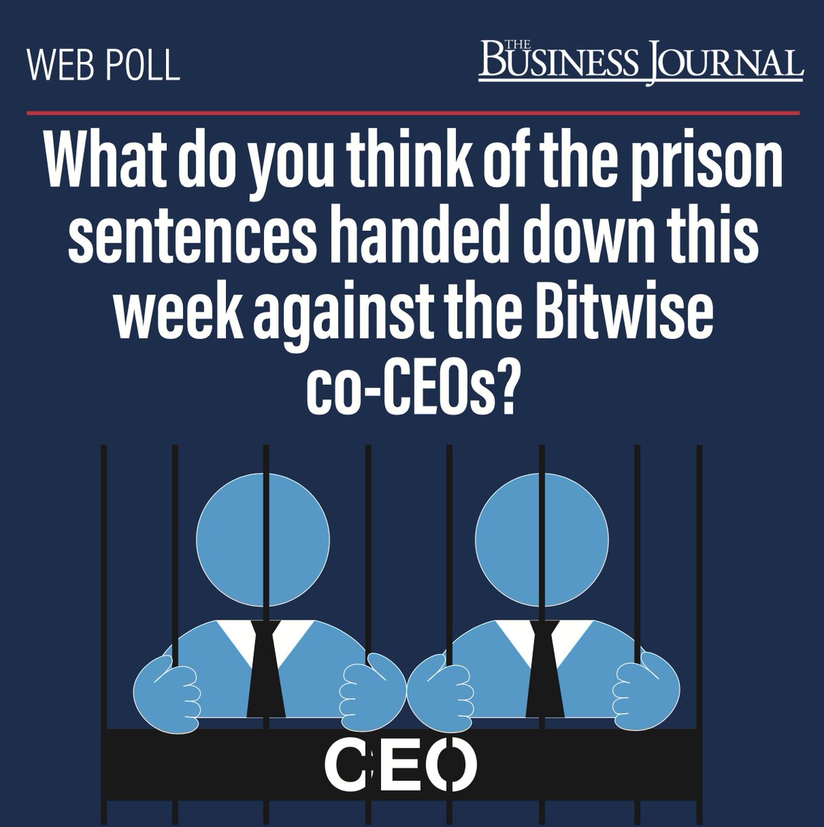 TBJFresno's tweet image. ‼️ Happy Thursday! It&apos;s Web Poll Time! 🗣️ What do you think of the prison sentences handed down this week against the Bitwise co-CEOs? Let us know what you think by clicking the link here: buff.ly/4gJNKyj 
#webpoll #vote #thoughts #bitwise #sentenced