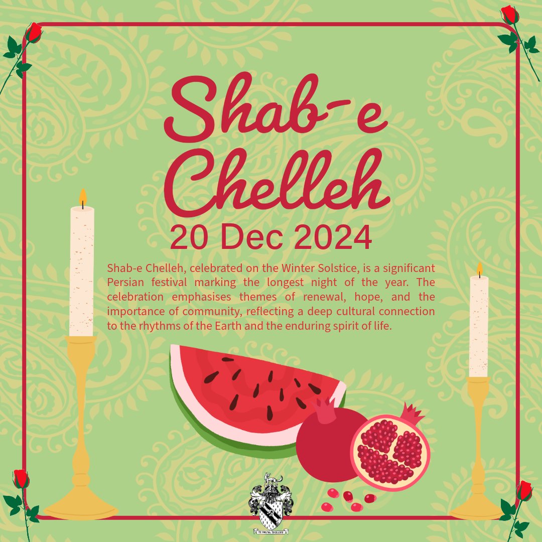 Happy Shab-e Chelleh! Tonight marks the winter solstice, a time for reflection and embracing the longest night of the year. As we welcome the return of longer days, let’s celebrate the warmth of family and the hope for brighter days ahead.🌟🌙

#ShabeChelleh #WinterSolstice