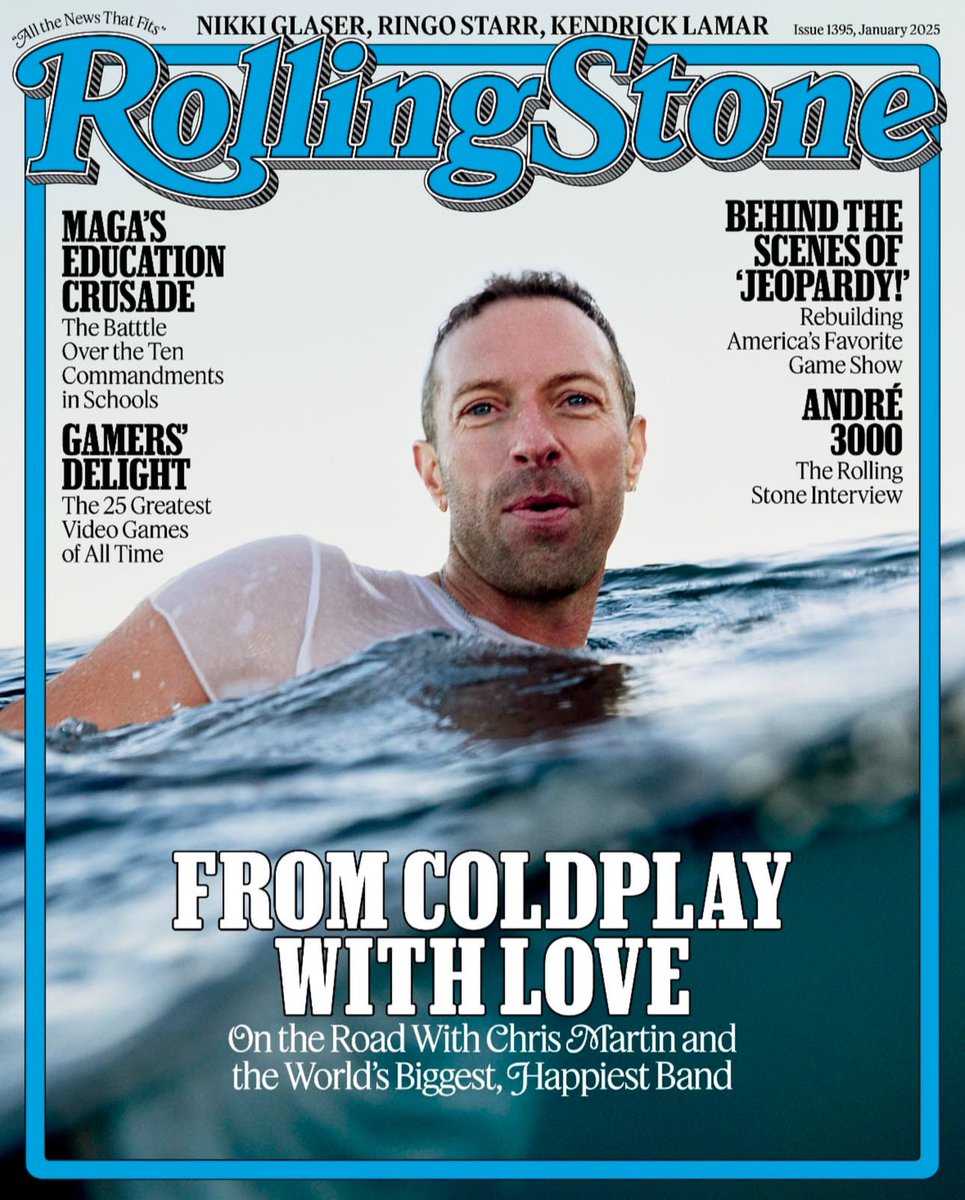 coldplayguate's tweet photo. Chris Martin en la portada 2025 de Rolling Stone 🤩 

En la entrevista, Chris reveló que están trabajando en su último álbum y que la portada será una imagen que ha conocido desde 1999. La imagen es una fotografía tomada por el mismo fotógrafo que hizo la portada del Safety EP. https://t.co/fTb0XTMAUj