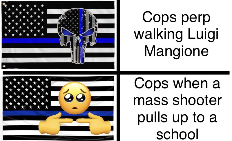 marionumber4's tweet image. Cops worked a million times harder on Luigi Mangione’s perp walk than they did saving kids’ lives in Uvalde
