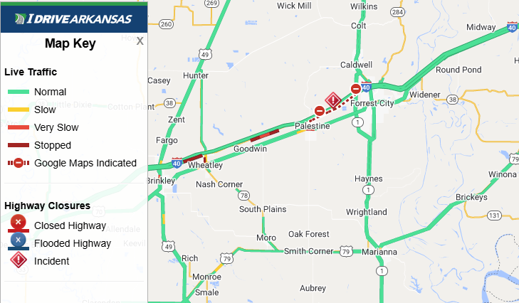 St. Francis Co: (UPDATE) I-40 EB left lane & left shoulder remain