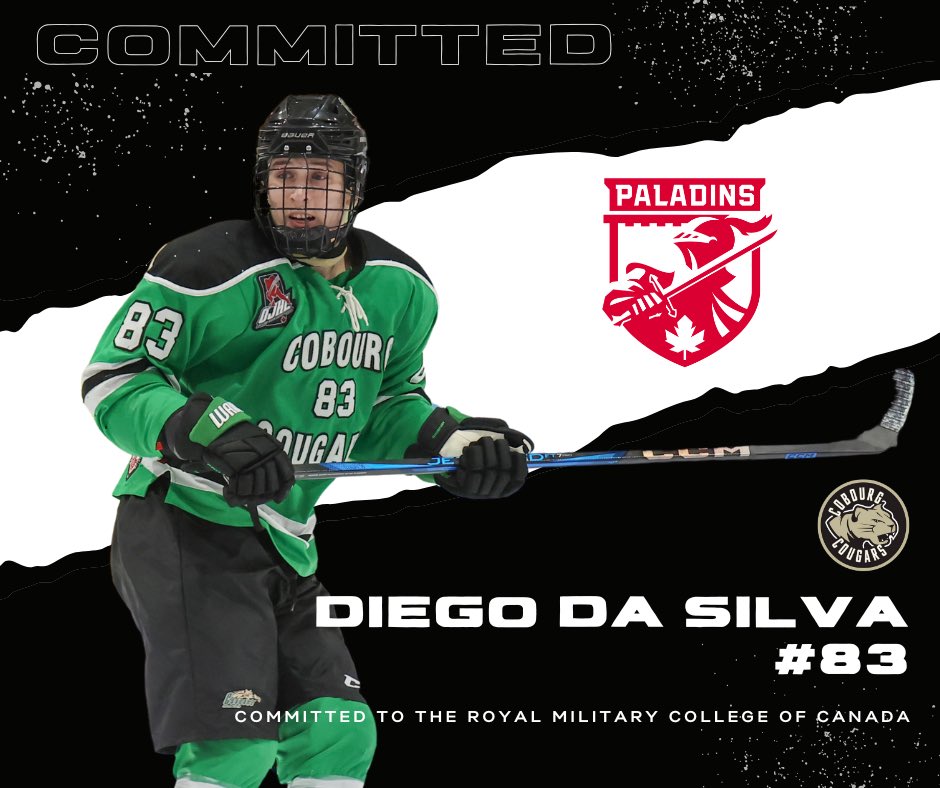 🚨COMMITTED🚨 

We are excited to announce that 2005 FWD Diego Da Silva has announced his commitment to play USPORTS Hockey at the Royal Military College of Canada (RMC) 

Congratulations Da Silva!!! 

#DotheROAR #CougarCounty

📸 OJHL Images