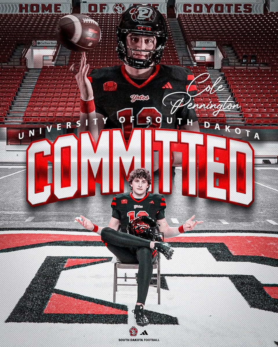 COMMITTED. Go ‘Yotes!! <a href="/SDCoyotesFB/">South Dakota Football</a> <a href="/Coach_JDavis/">Joshua Davis</a> <a href="/1CoachRosie/">Josh Rosenthal</a>