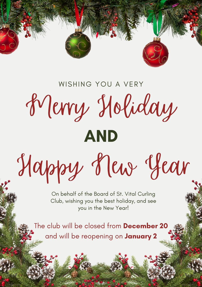 Wishing you all a very Merry Everything!! 
See all our wonderful members in the New Year! ✨ 🎄 

The club is closed from December 20, and leagues resume January 2. 

Stay safe and wishing you all the best this wonderful time of year!