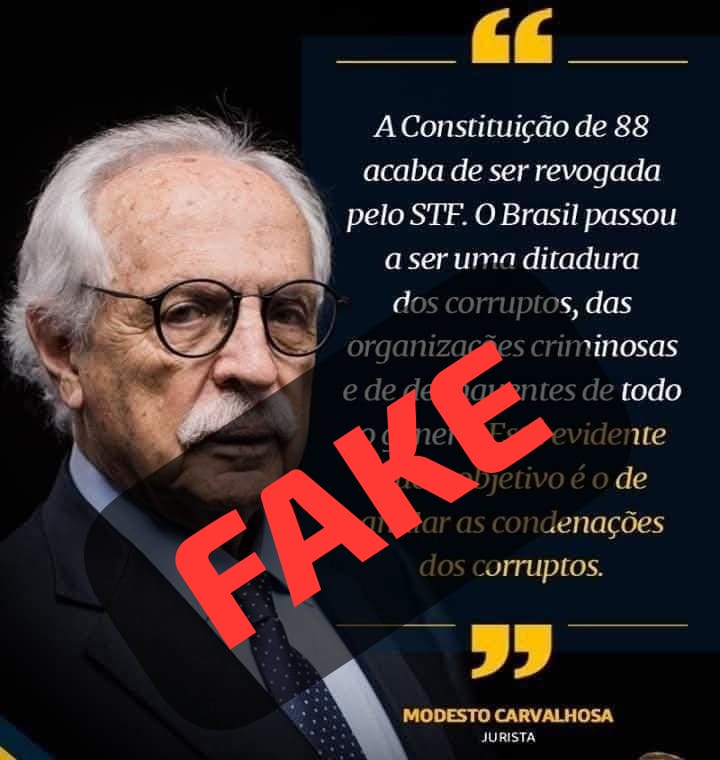 Quero alertar para FAKE NEWS que estão divulgando através de redes sociais contendo uma fotografia minha e um texto que NÃO É DE MINHA AUTORIA. Jamais fiz essa declaração.