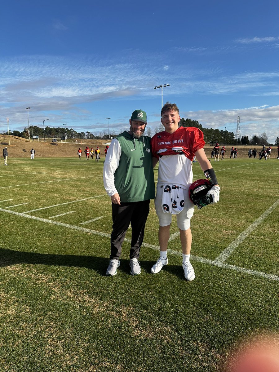 Proud of <a href="/thebradyambrose/">Brady Ambrose</a>!  Had fun watching <a href="/ShrineBowlNCSC/">Shrine Bowl NC-SC</a> practice!