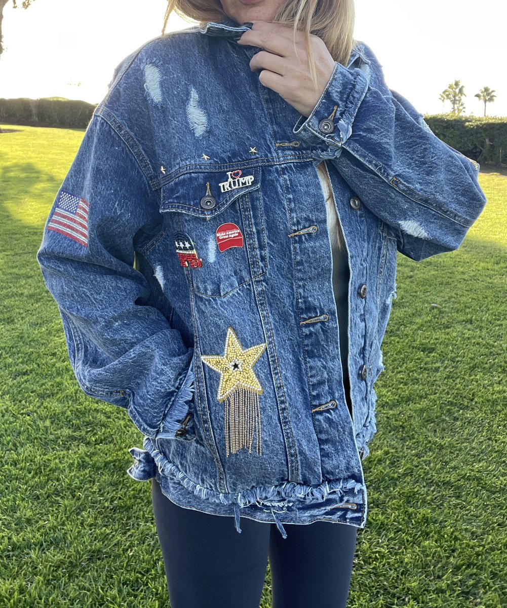 Tee_Me_D's tweet photo. Custom designed for a client attending AMERICAFEST in Phx! 🇺🇸 
She wanted “J-6 Freedom” &amp; her Trump jacket to be over the top🔥 …accomplished!! ✅ She is SO excited &amp; wearing it right now @Amfest!! 🇺🇸Trump is a headliner, I’d die if he saw this jacket!🤞🏼
(pix are of me, not her) https://t.co/Ti2aAZRUAd