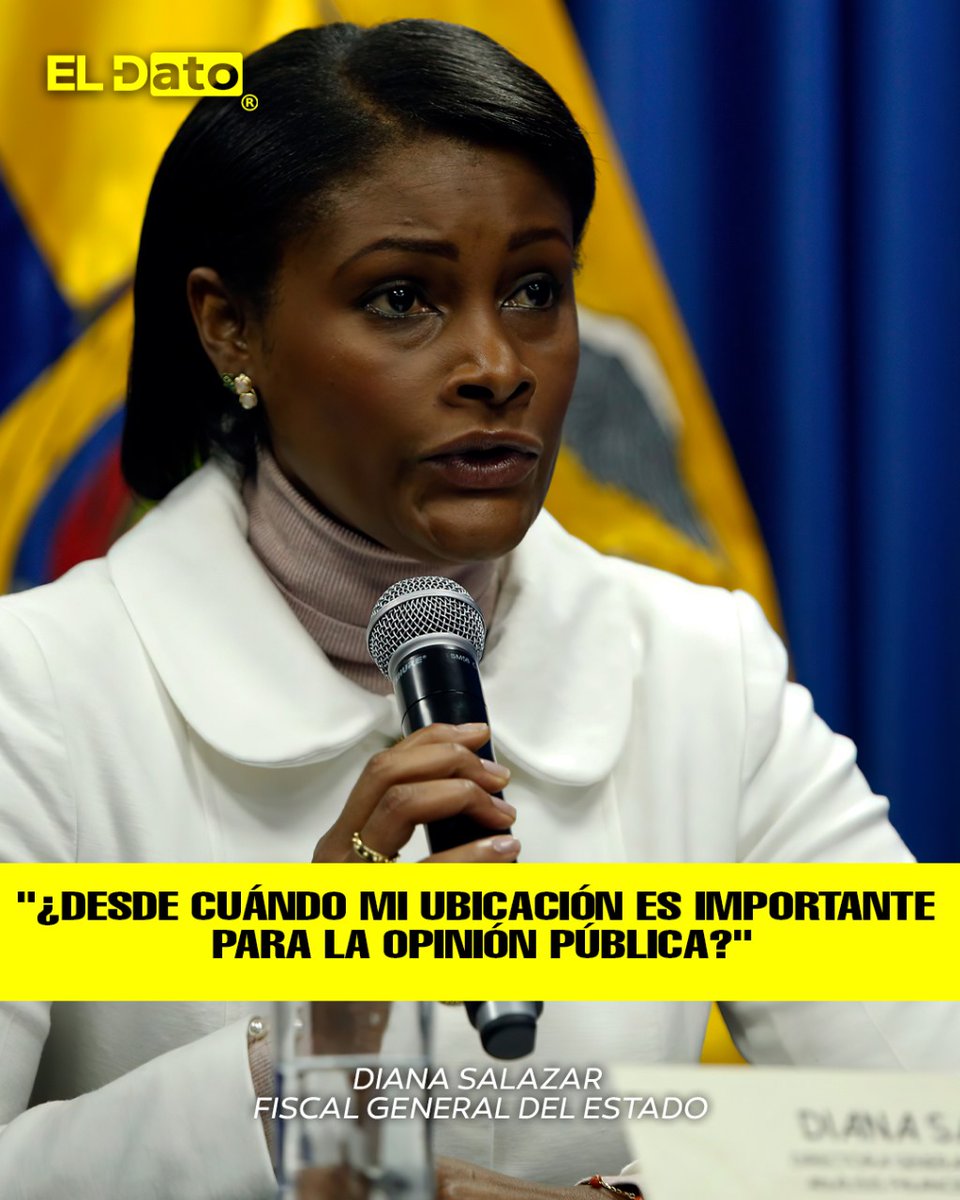 ElDatoEcua's tweet photo. #Urgente "¿DESDE CUÁNDO MI UBICACIÓN ES IMPORTANTE PARA LA OPINIÓN PÚBLICA?"

La fiscal general del Estado, Diana Salazar, respondió a través de redes sociales a la solicitud de información realizada por Pamela Aguirre, presidenta de la Comisión de Fiscalización de la Asamblea, quien había requerido detalles sobre su presencia en Ecuador y el ejercicio de sus funciones.

Salazar cuestionó la intención detrás de estas indagaciones, señalando que: "Solo podría interesar a estructuras criminales que quieren acabar con mi vida y la de mi familia."

Además, criticó que se dé más importancia a su ubicación que a la localización de los procesados del caso Metástasis, quienes permanecen prófugos. Su respuesta refuerza su postura frente a las amenazas recibidas y el contexto de inseguridad en el que ejerce su cargo.

@ElDatoEcua👈

#ElDato #Ecuador #Gobierno #Quito #Fiscalía #DianaSalazar